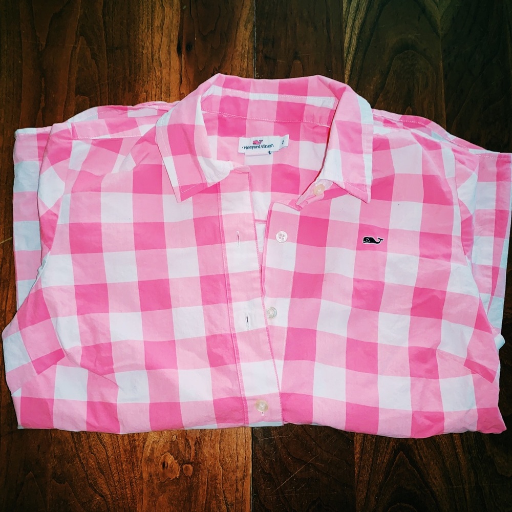 Pink Checkered Button Up - Picture 3 of 4